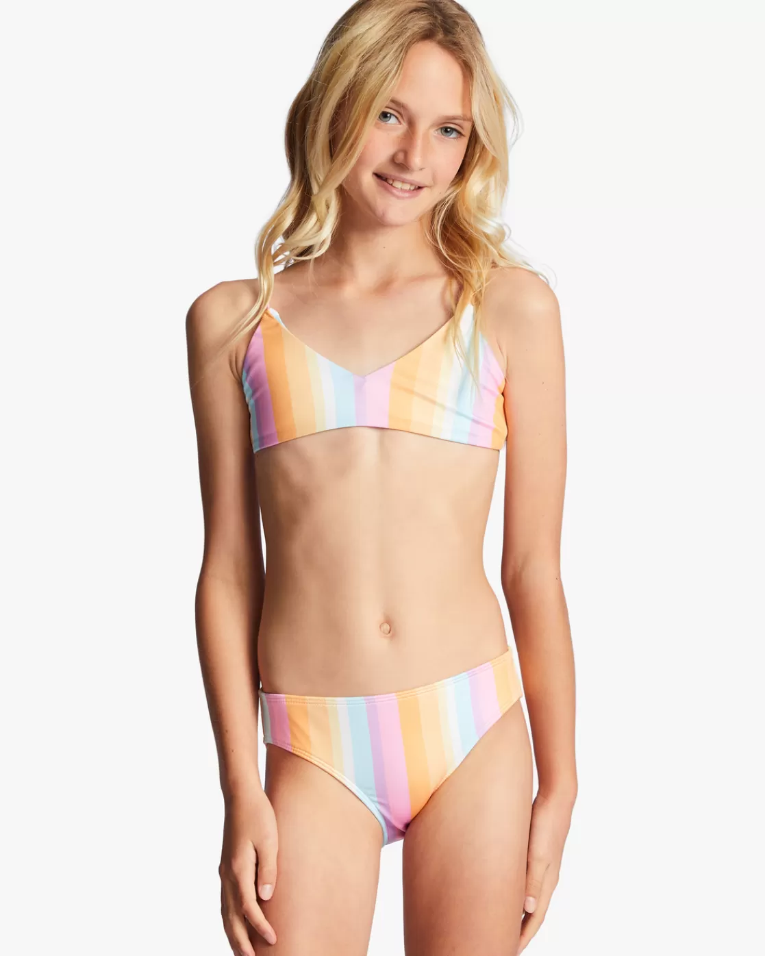 Best Sale Billabong Girl's 4-16 On The Bright Side Reversible Trilette Two-Piece Bikini Set MULTI