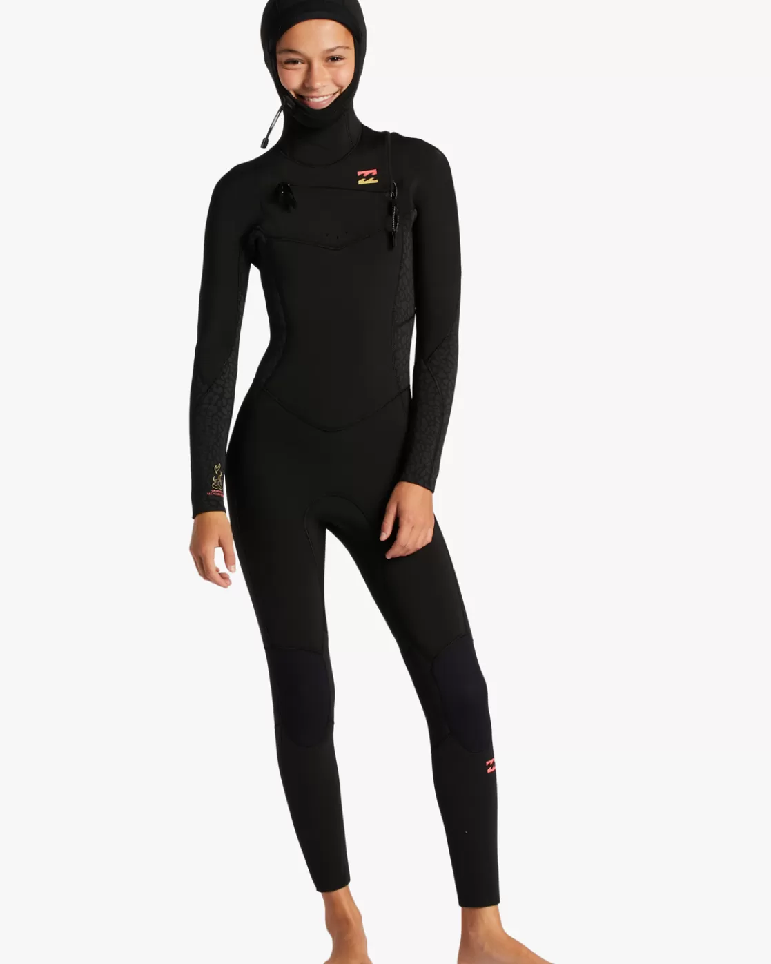 Online Billabong Girl's 5/4mmn Synergy Hooded Chest Zip Wetsuit WILD BLACK