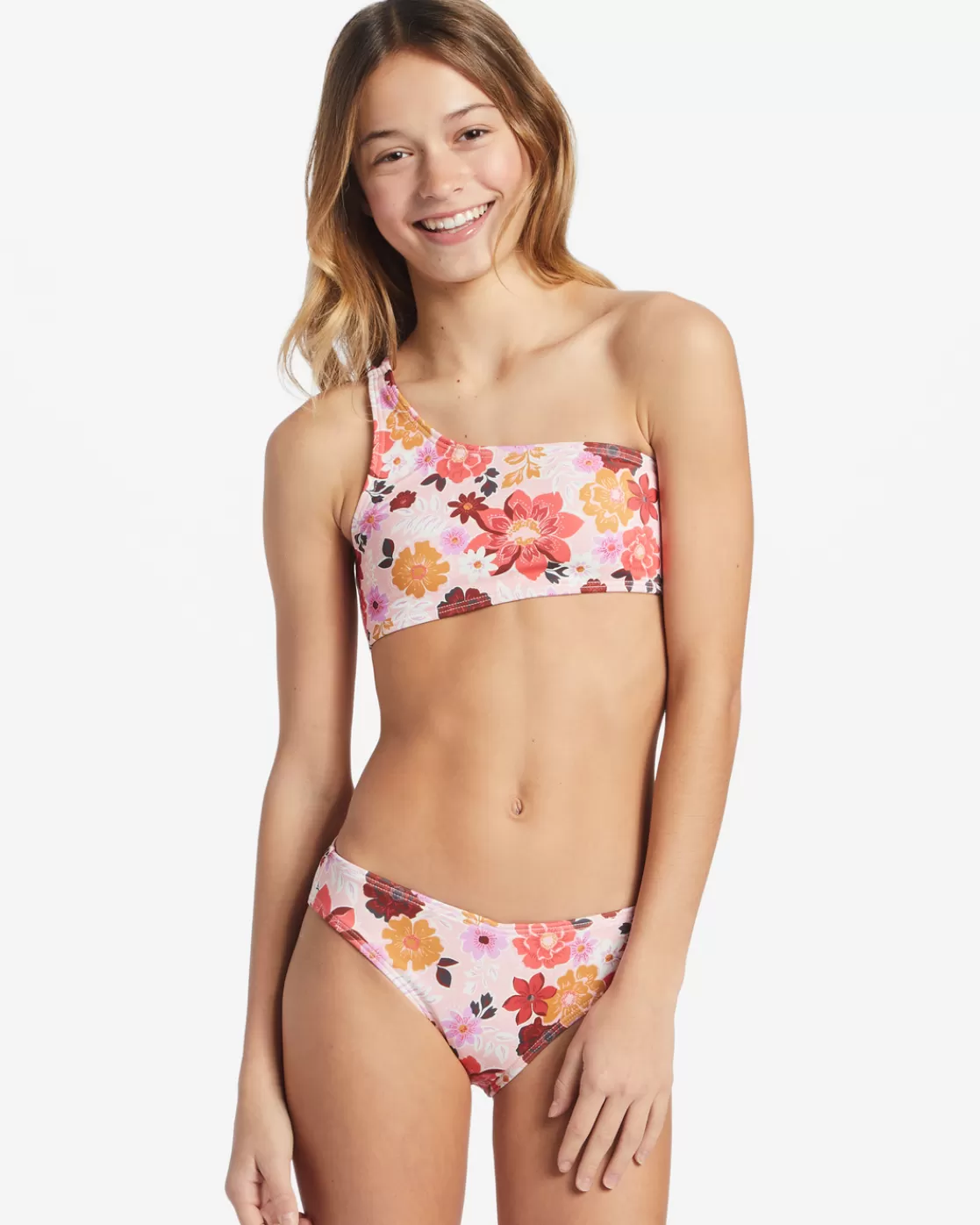 Fashion Billabong Girl's A Dream Away One Shoulder Set Bikini Set MULTI