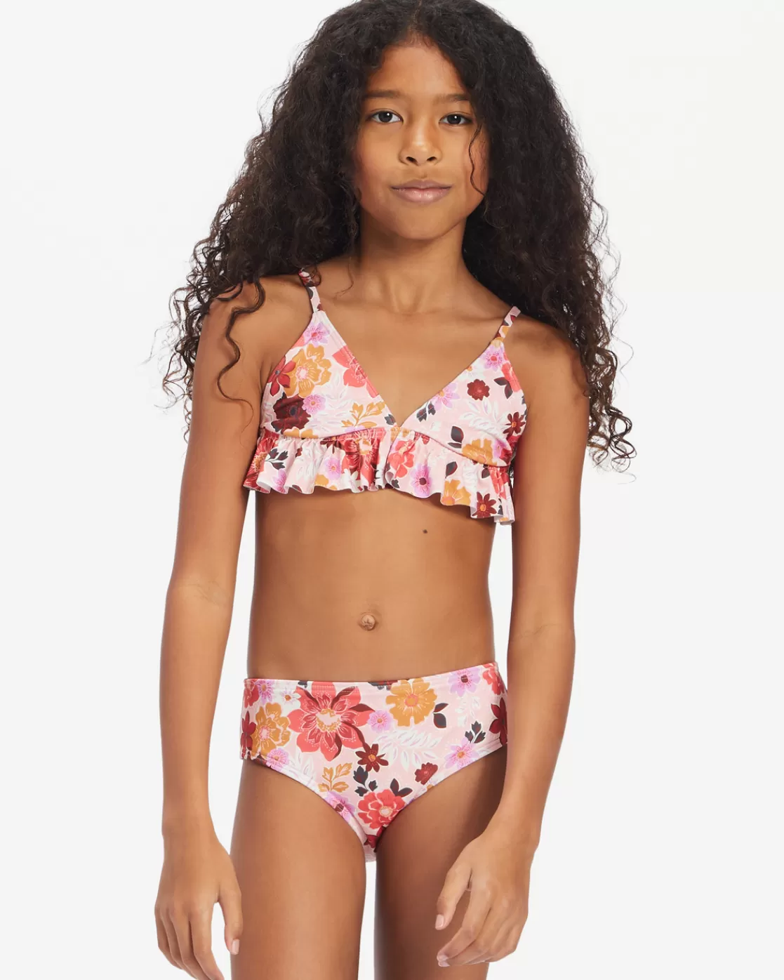 Online Billabong Girl's A Dream Away Ruffle Tri Set Bikini Set MULTI