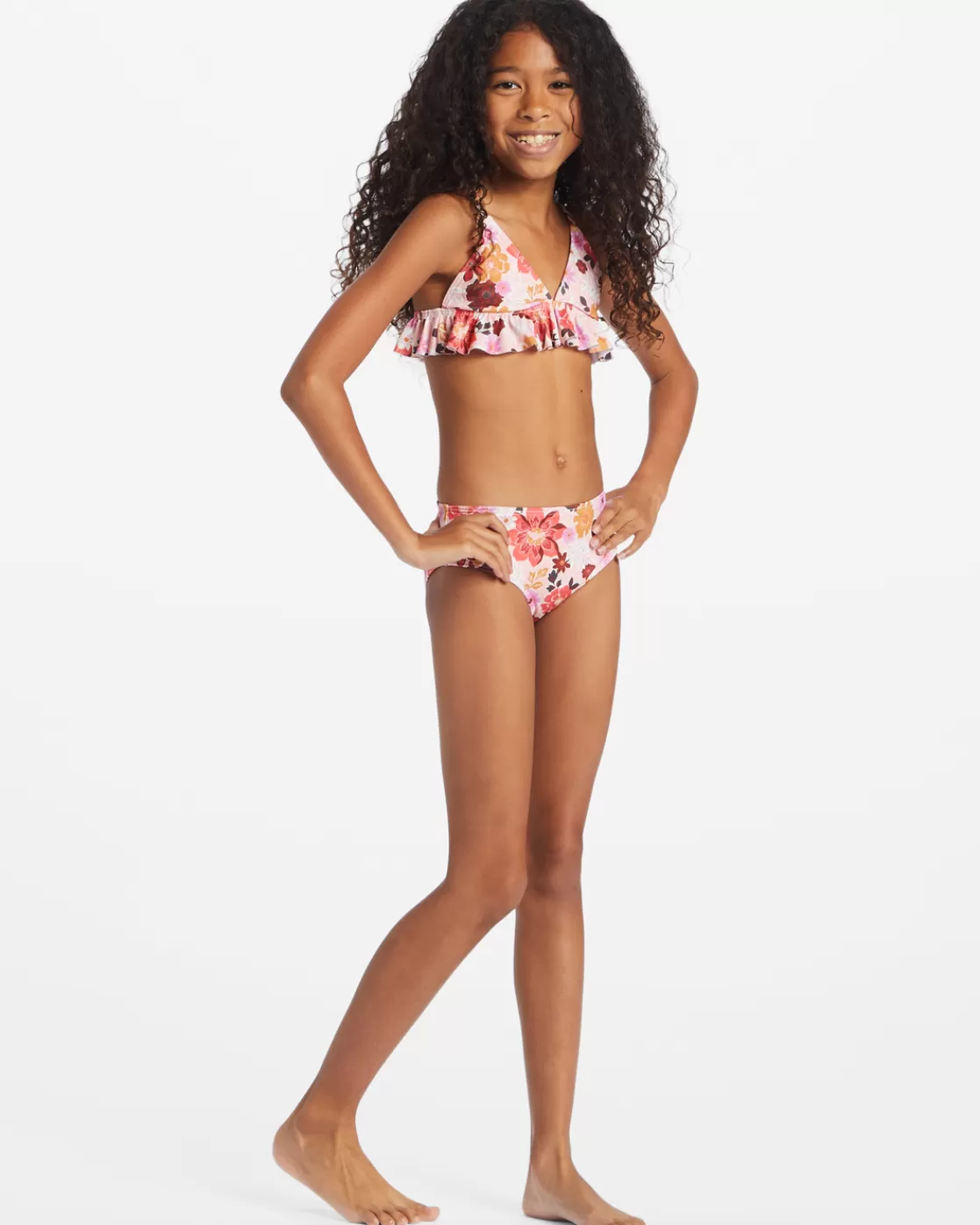 Online Billabong Girl's A Dream Away Ruffle Tri Set Bikini Set MULTI