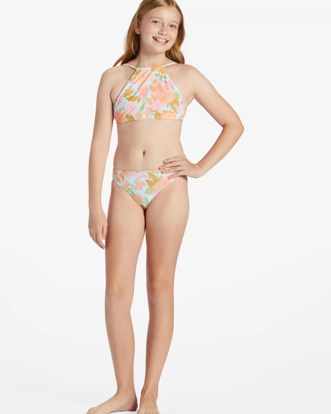 Discount Billabong Girl's Blown Away Two Piece High Neck Bikini Set MULTI