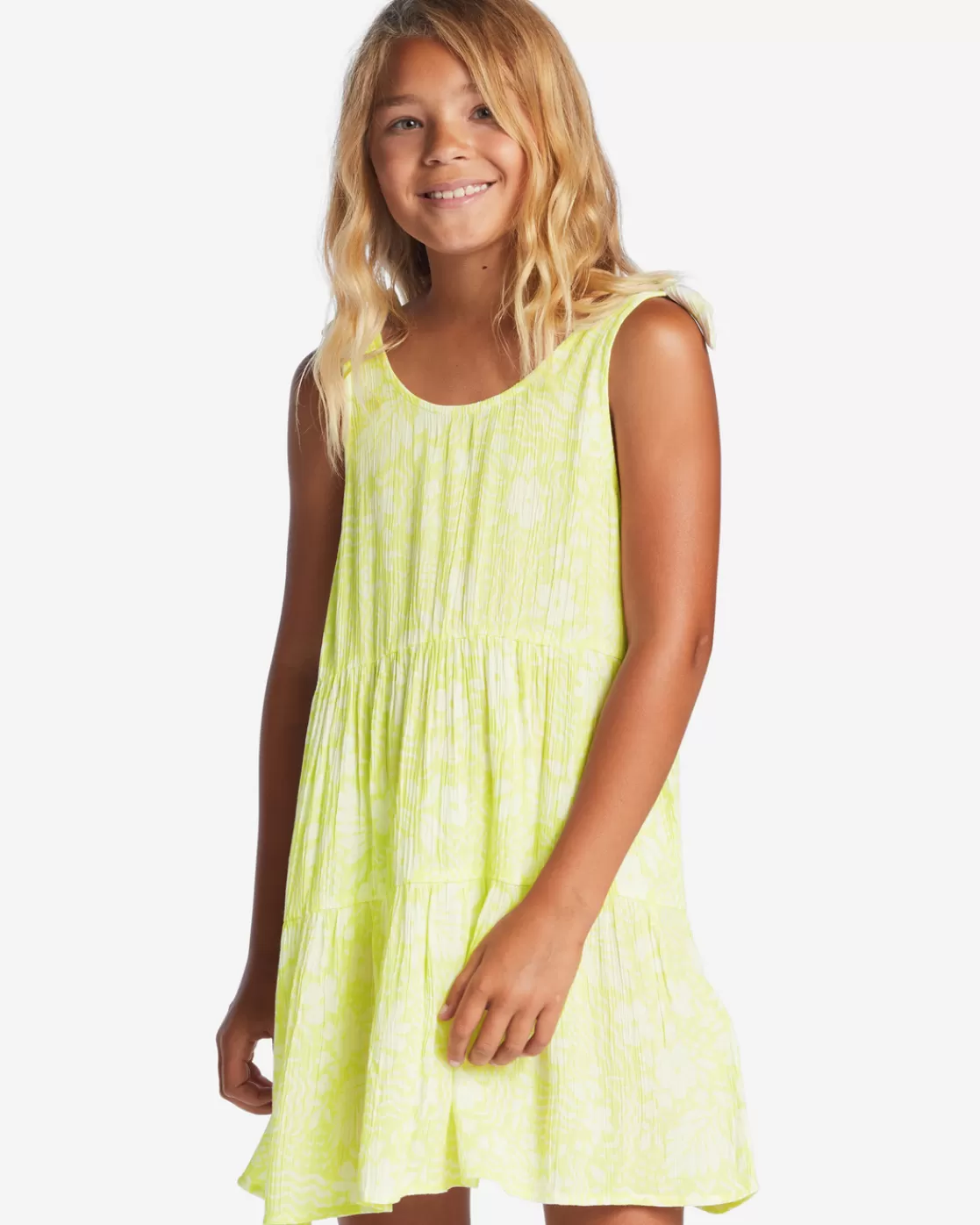 Best Sale Billabong Girl's Breezy Day Babydoll Dress LIGHT LIME