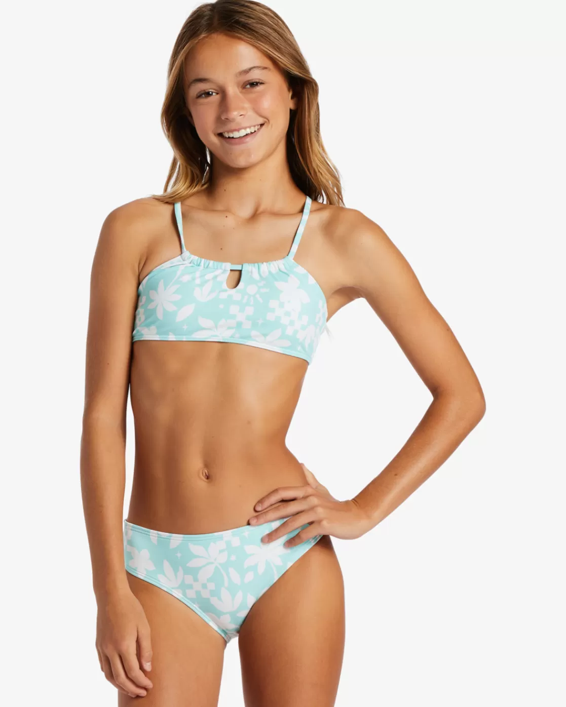 Hot Billabong Girl's Catch A Wave Two Piece Trilet Bikini Set MINT CHIP