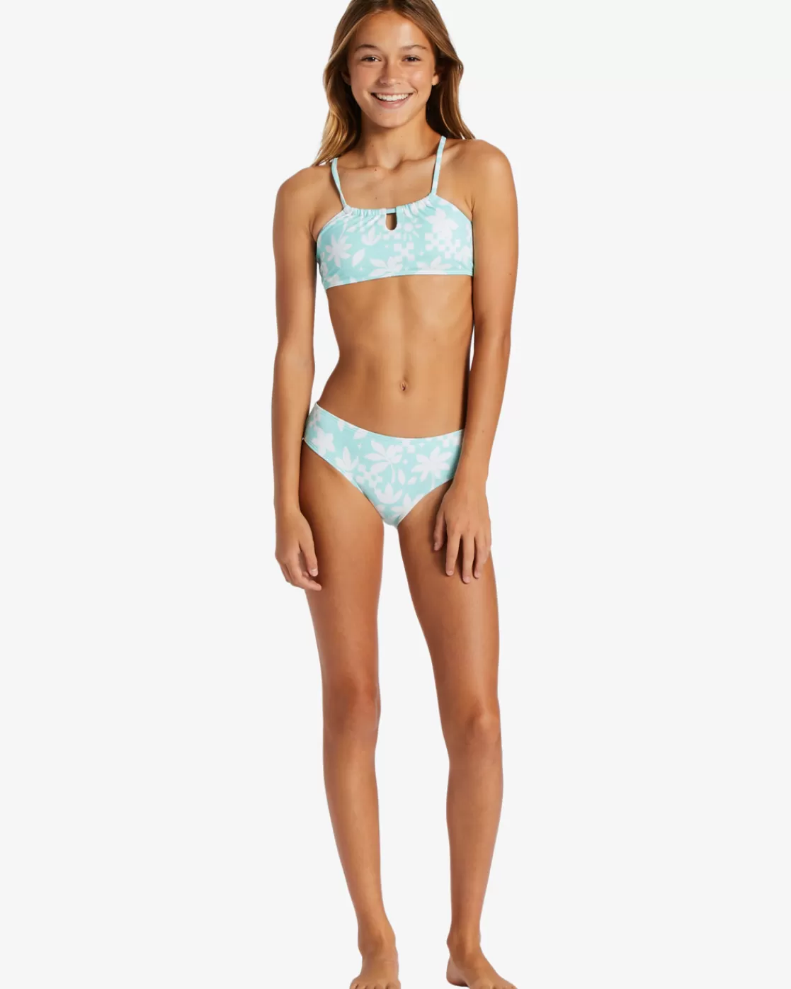 Hot Billabong Girl's Catch A Wave Two Piece Trilet Bikini Set MINT CHIP