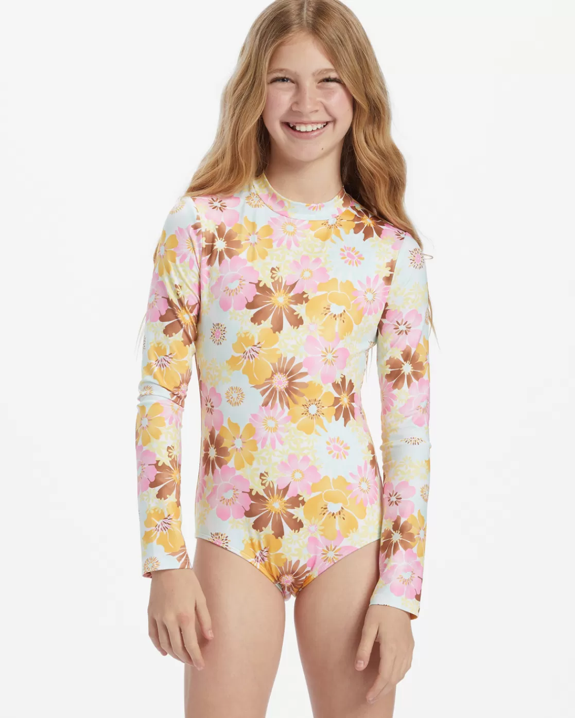 Best Sale Billabong Girl's Flower Power Bodysuit Surf Tee MULTI