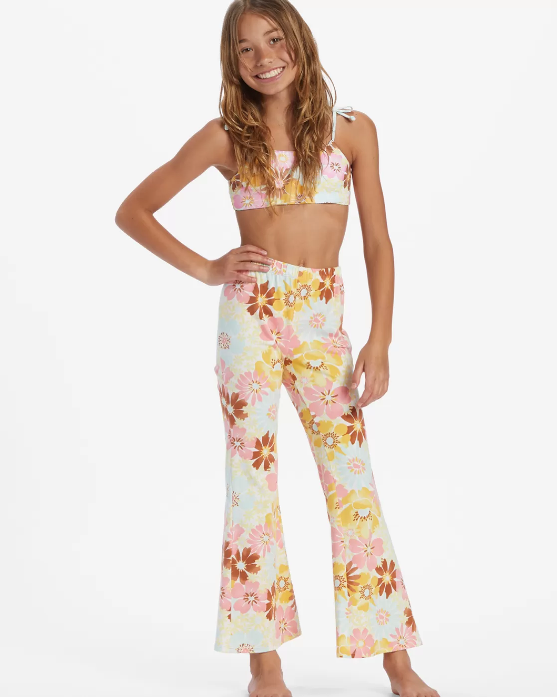 Best Billabong Girl's Flower Power Crop Pants FLAMINGO