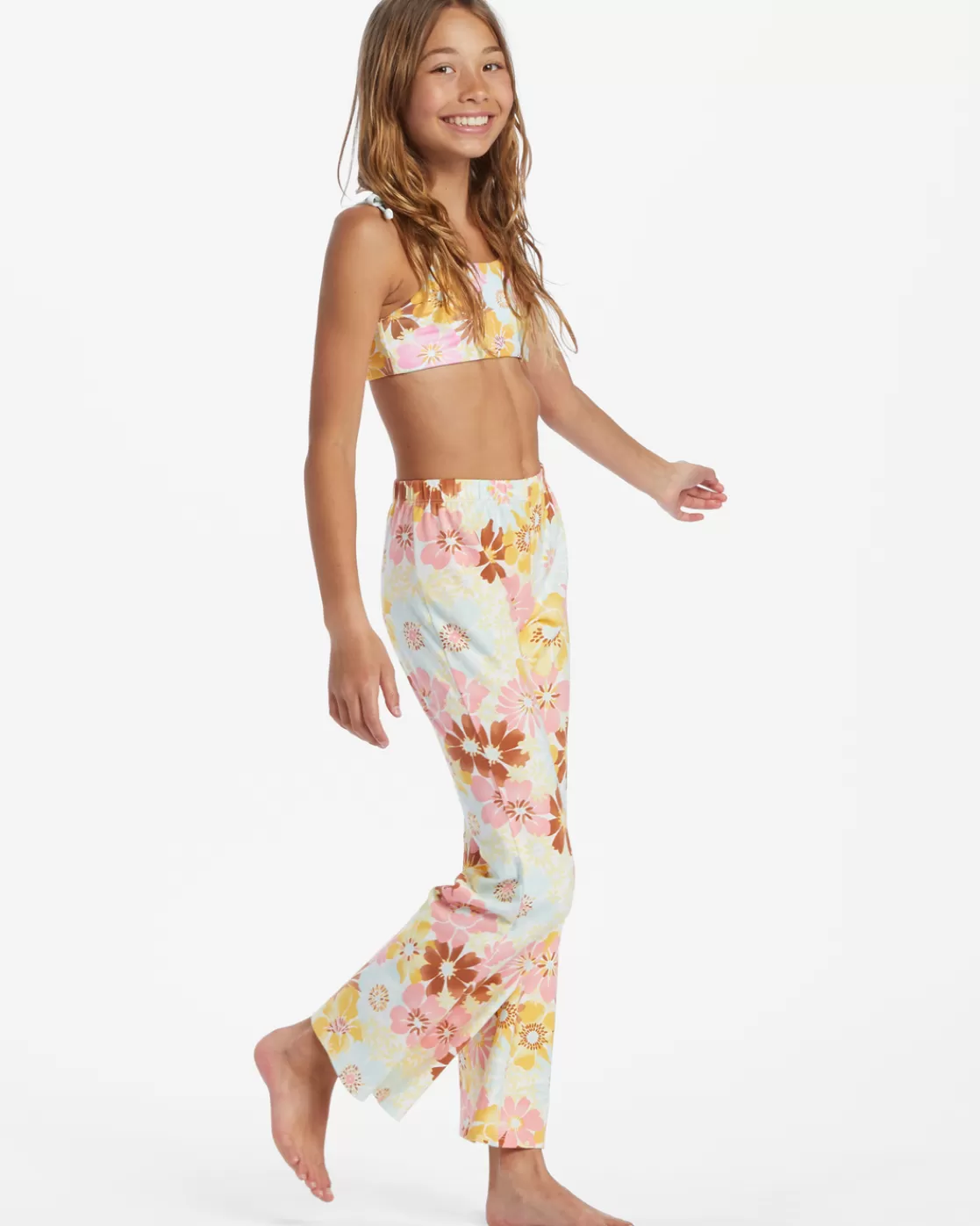 Best Billabong Girl's Flower Power Crop Pants FLAMINGO