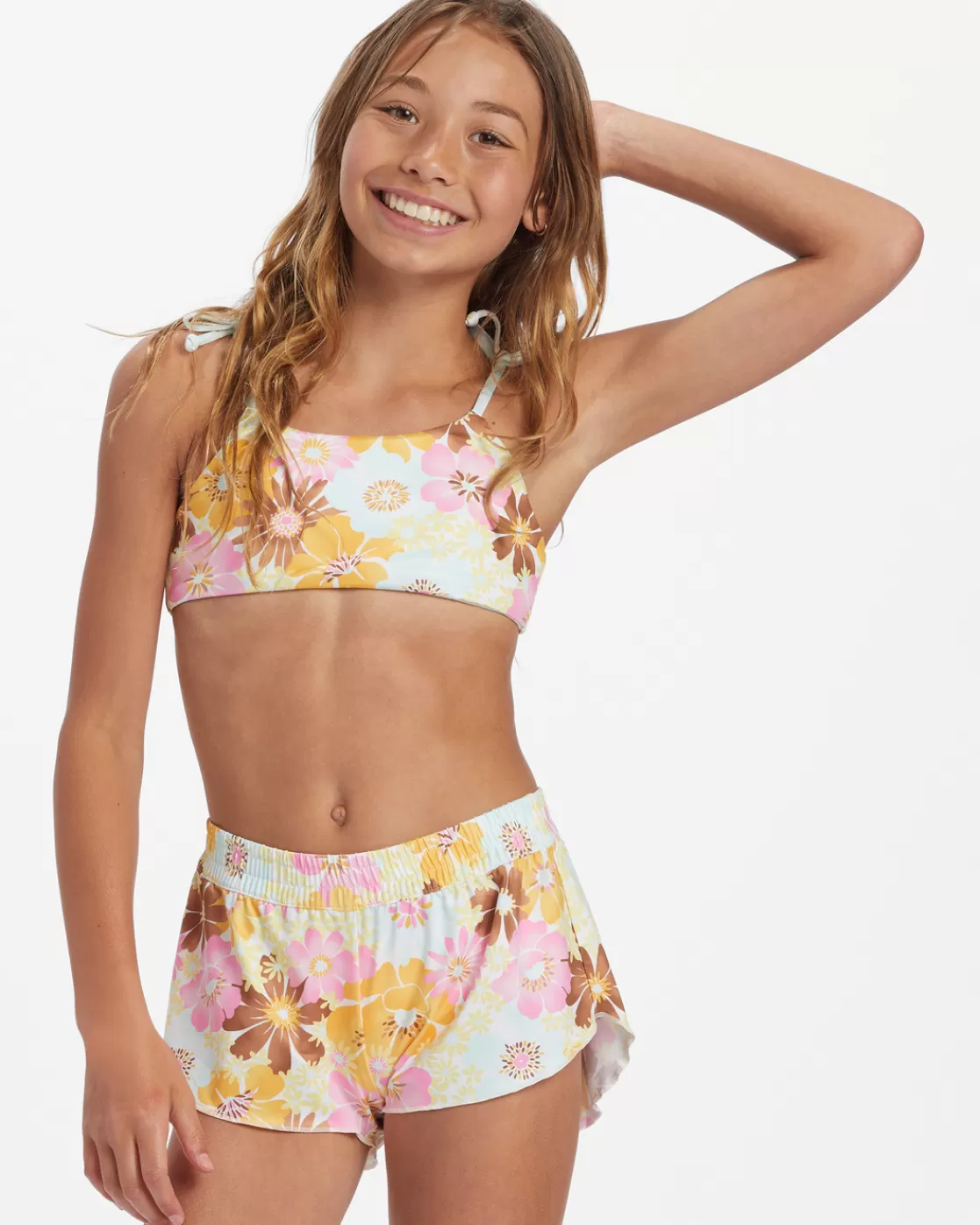 Sale Billabong Girl's Flower Power Swim Short Boardshorts MULTI