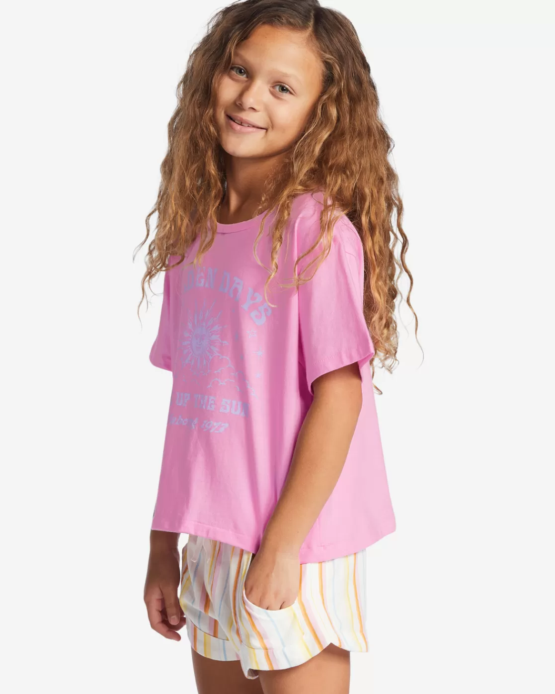 Store Billabong Girl's Golden Days T-Shirt PINK TRAILS