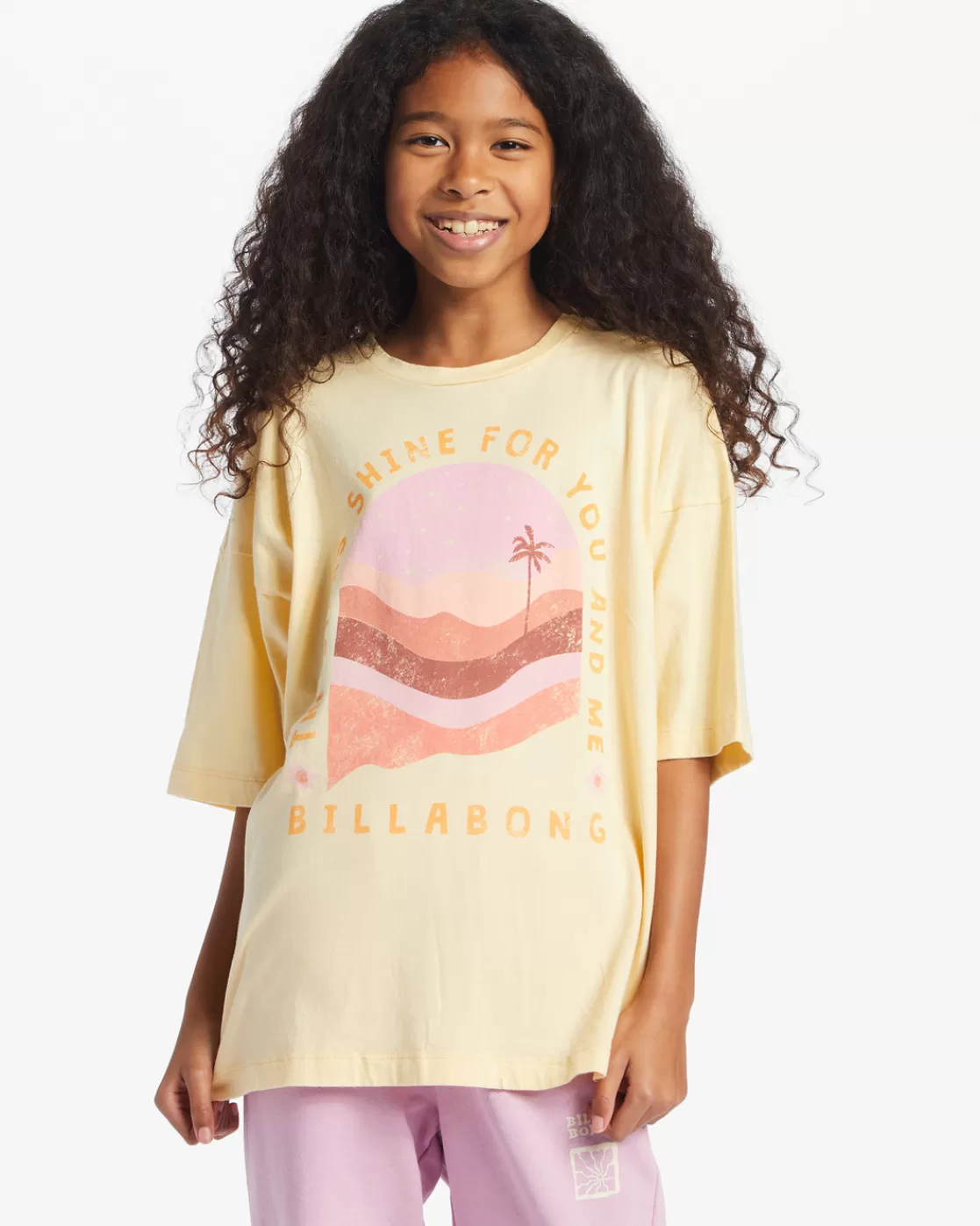 New Billabong Girl's Golden Hour T-Shirt BUTTERMILK