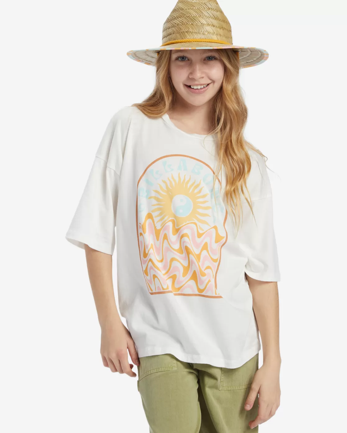 Clearance Billabong Girl's Groovy Nature T-Shirt SALT CRYSTAL