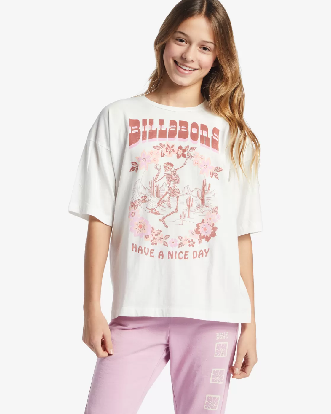 Fashion Billabong Girl's Have A Nice Day T-Shirt SALT CRYSTAL