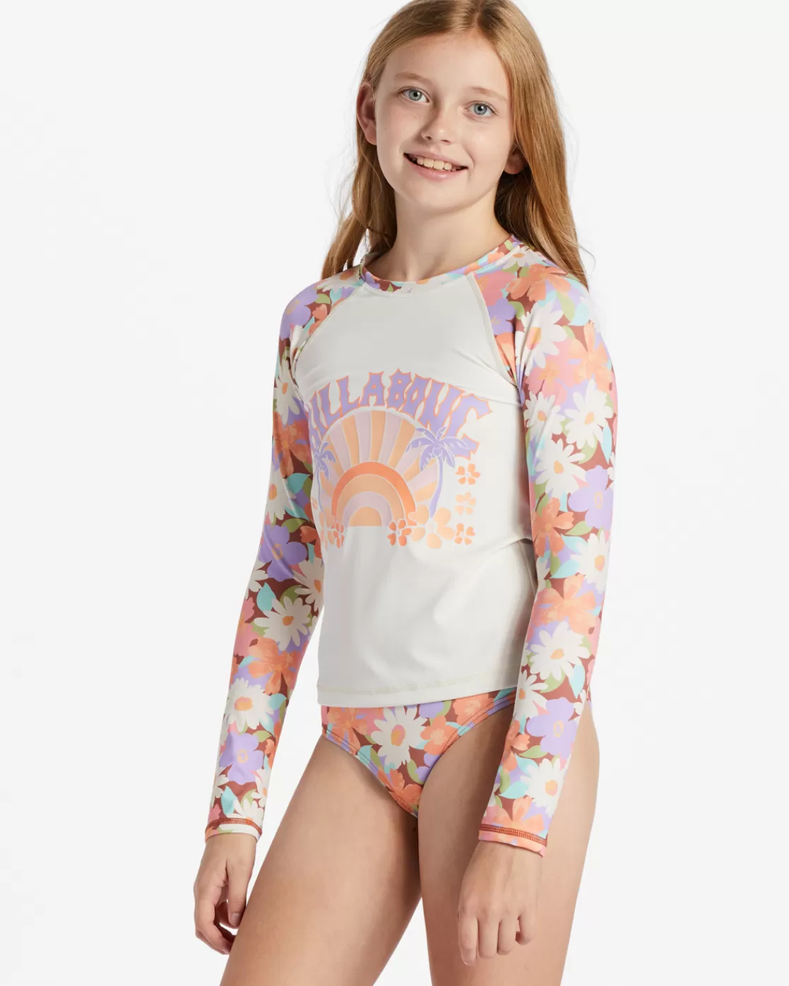 Best Sale Billabong Girl's Last Bloom Long Sleeve UPF 50 Rashguard MULTI