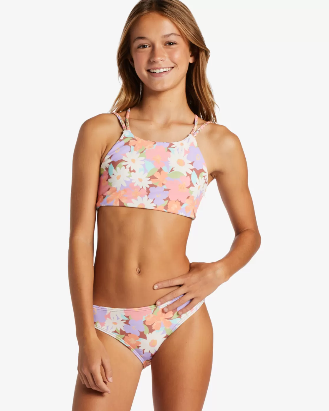 Hot Billabong Girl's Last Bloom Two Piece Reversible Bikini Set MULTI