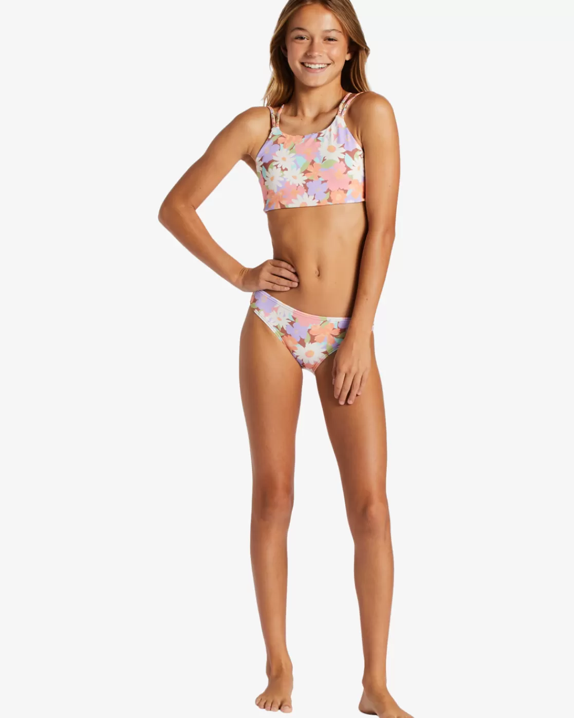 Hot Billabong Girl's Last Bloom Two Piece Reversible Bikini Set MULTI