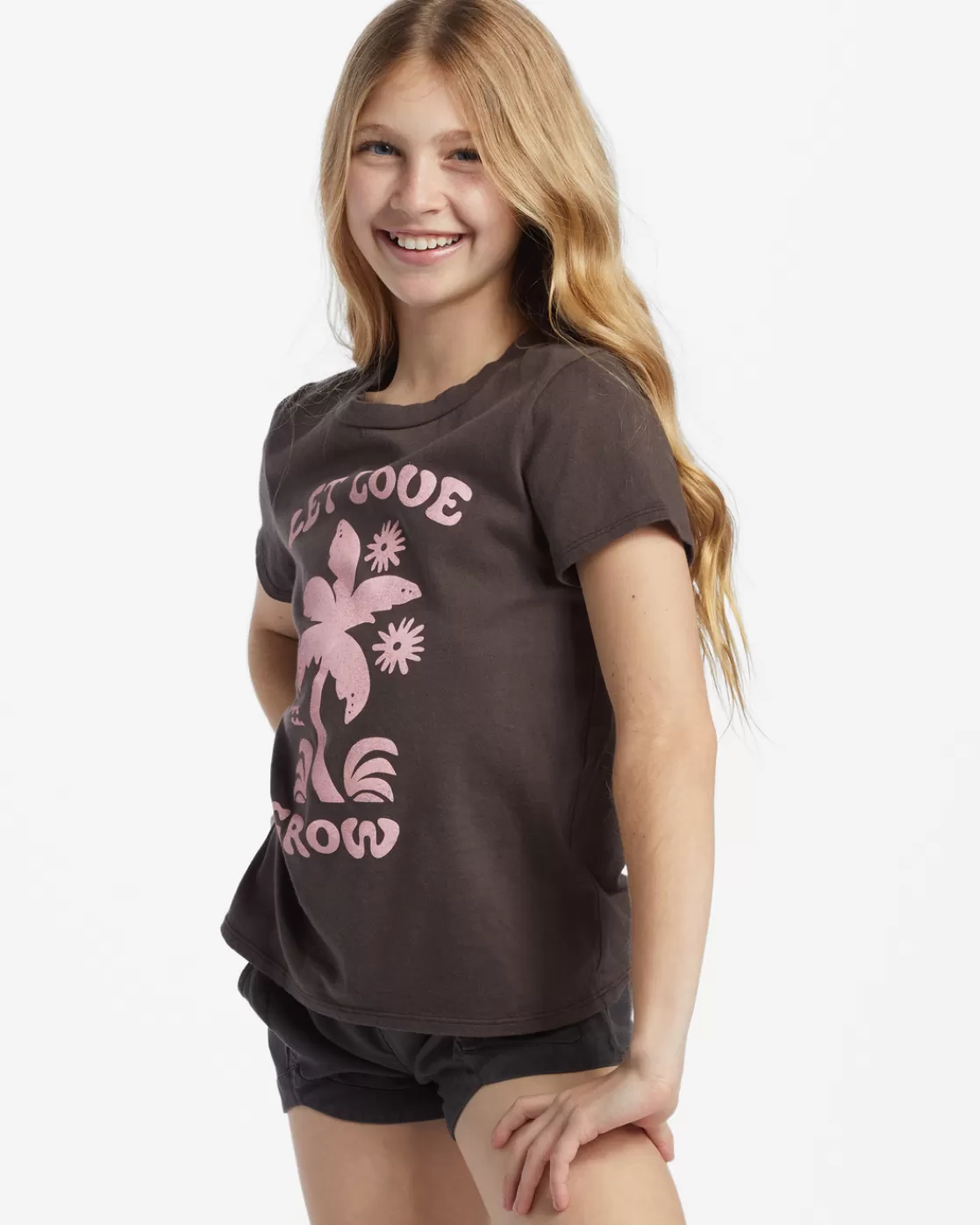 Online Billabong Girl's Let Love Grow T-Shirt OFF BLACK