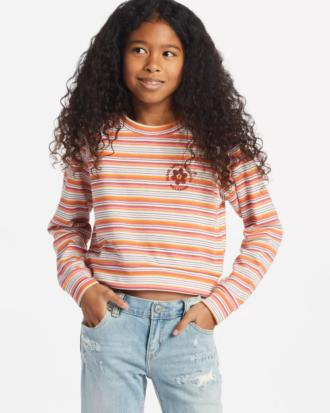 Online Billabong Girl's Little Sister Crew Neck Sweatshirt HIBISCUS