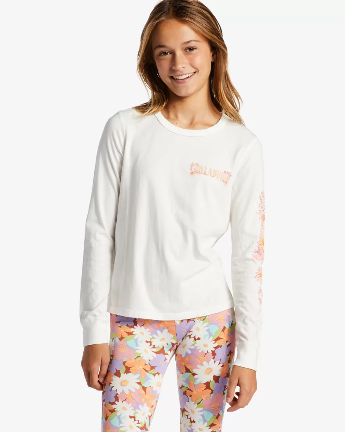 Discount Billabong Girl's Love Blooms T-Shirt SALT CRYSTAL