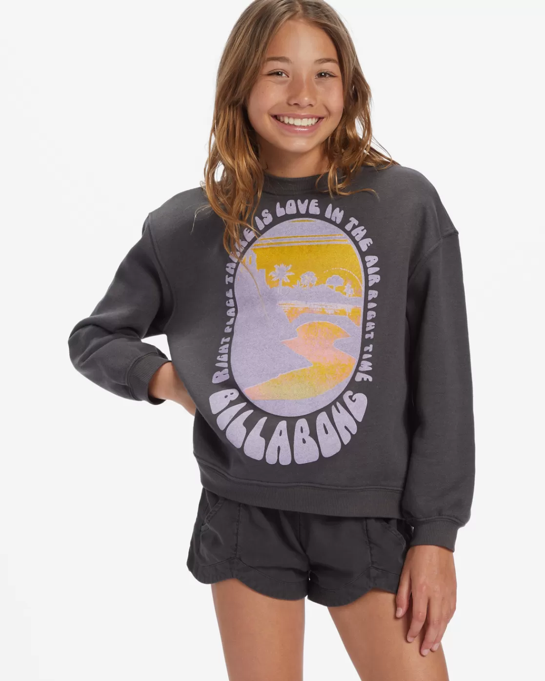 Online Billabong Girl's Love In The Air Sweatshirt OFF BLACK