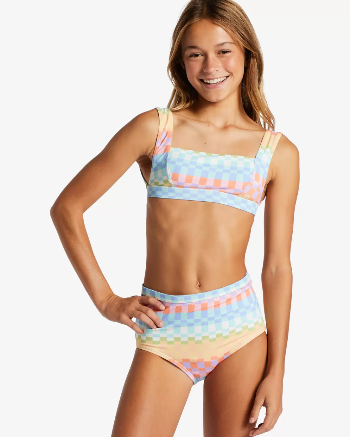 Shop Billabong Girl's Paradise Check Two Piece Tank Bikini Set MULTI