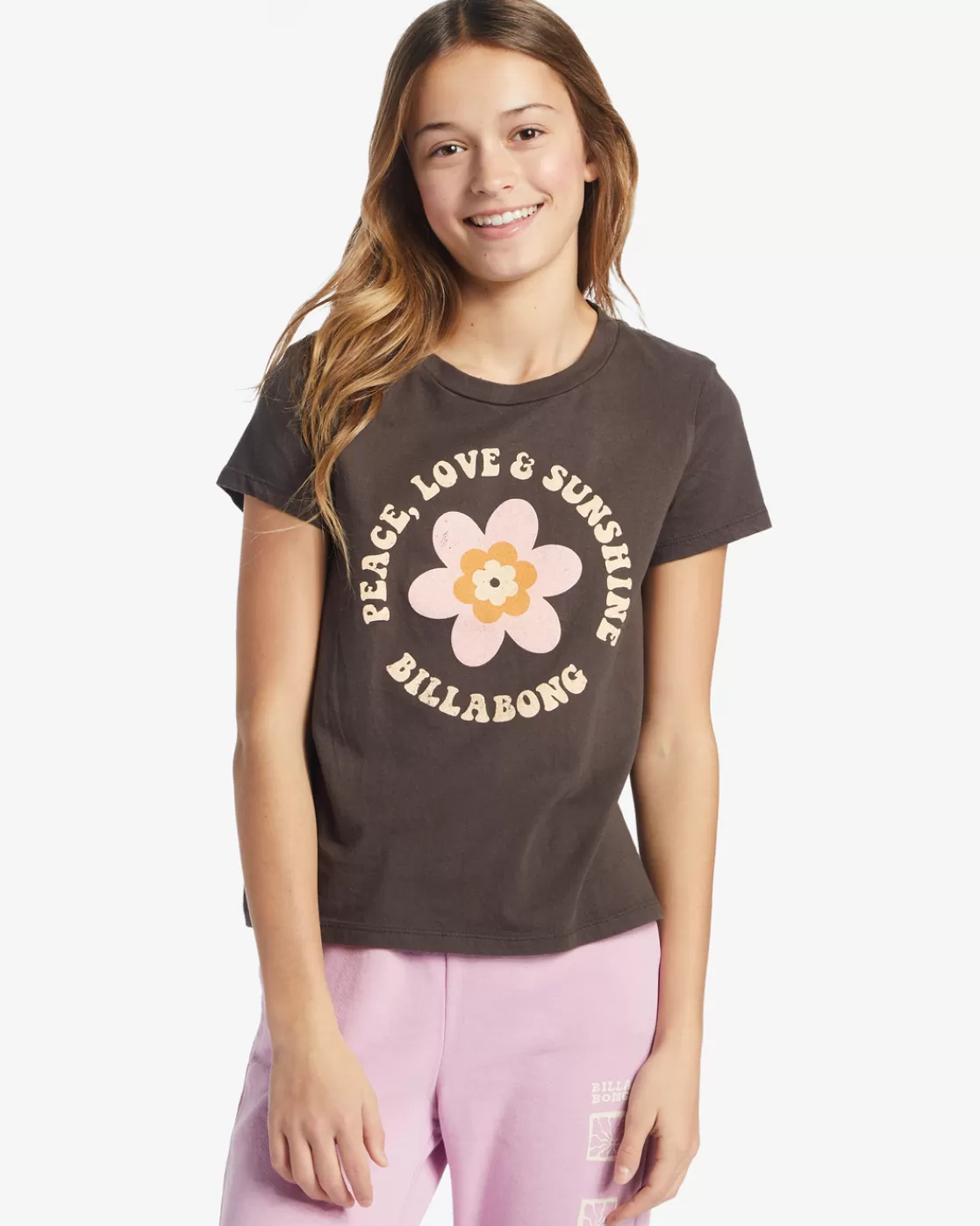 Cheap Billabong Girl's Peace Flower T-Shirt OFF BLACK