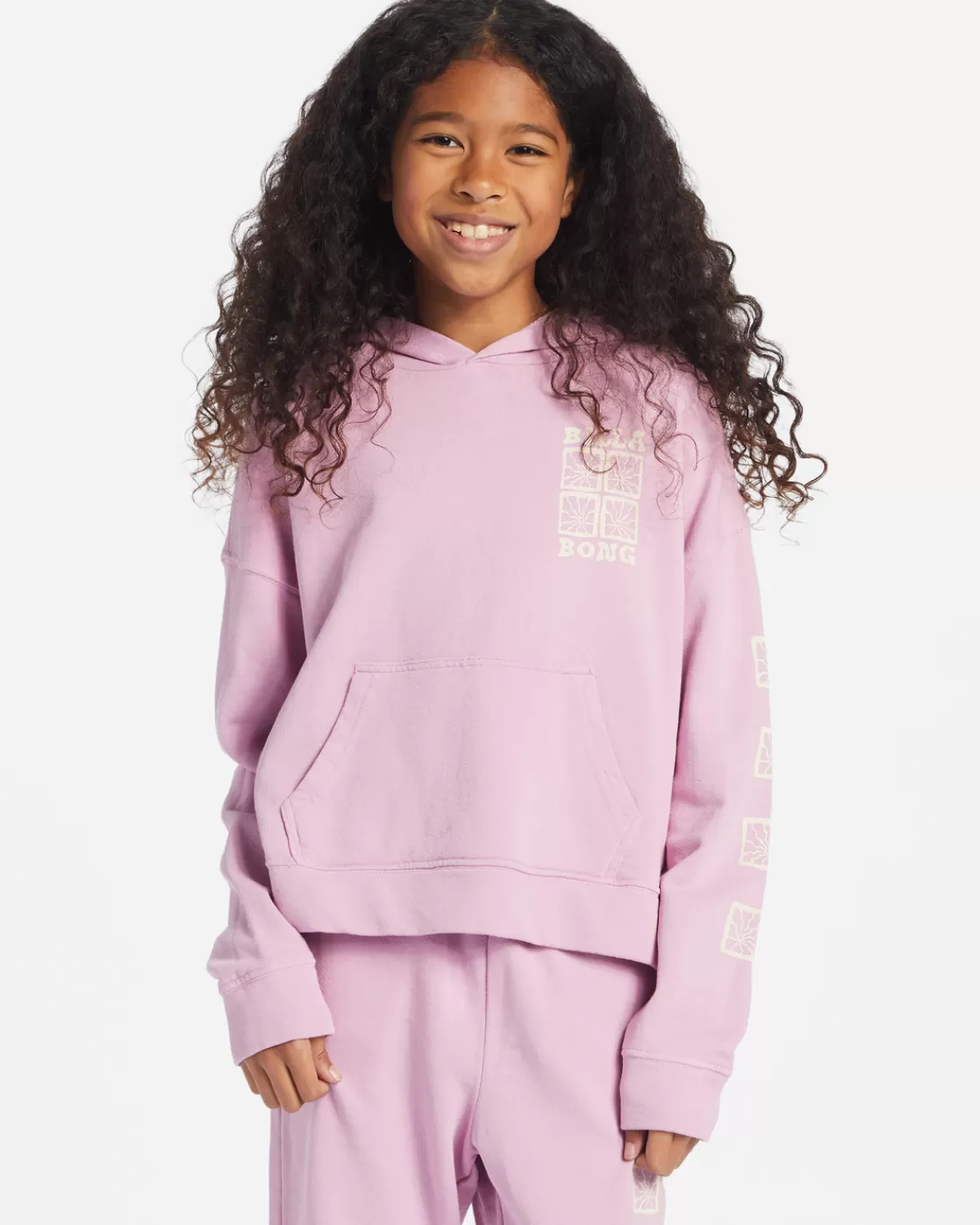 Best Billabong Girl's Perfect Weekend Mini Crew Neck Sweatshirt LAVENDER KISS