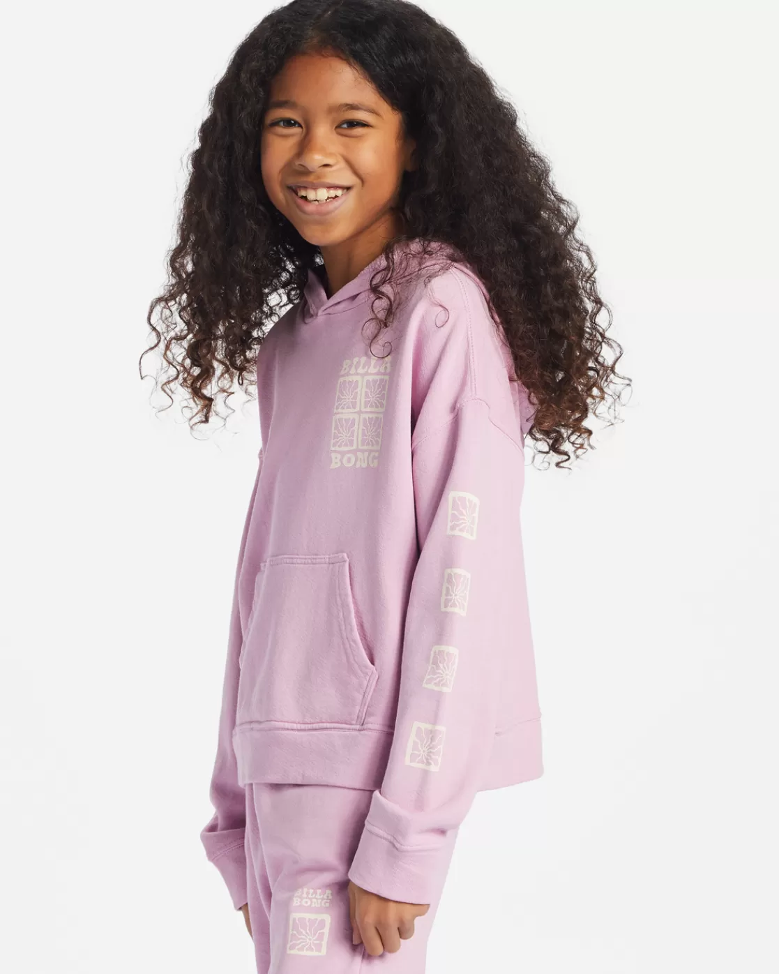 Best Billabong Girl's Perfect Weekend Mini Crew Neck Sweatshirt LAVENDER KISS