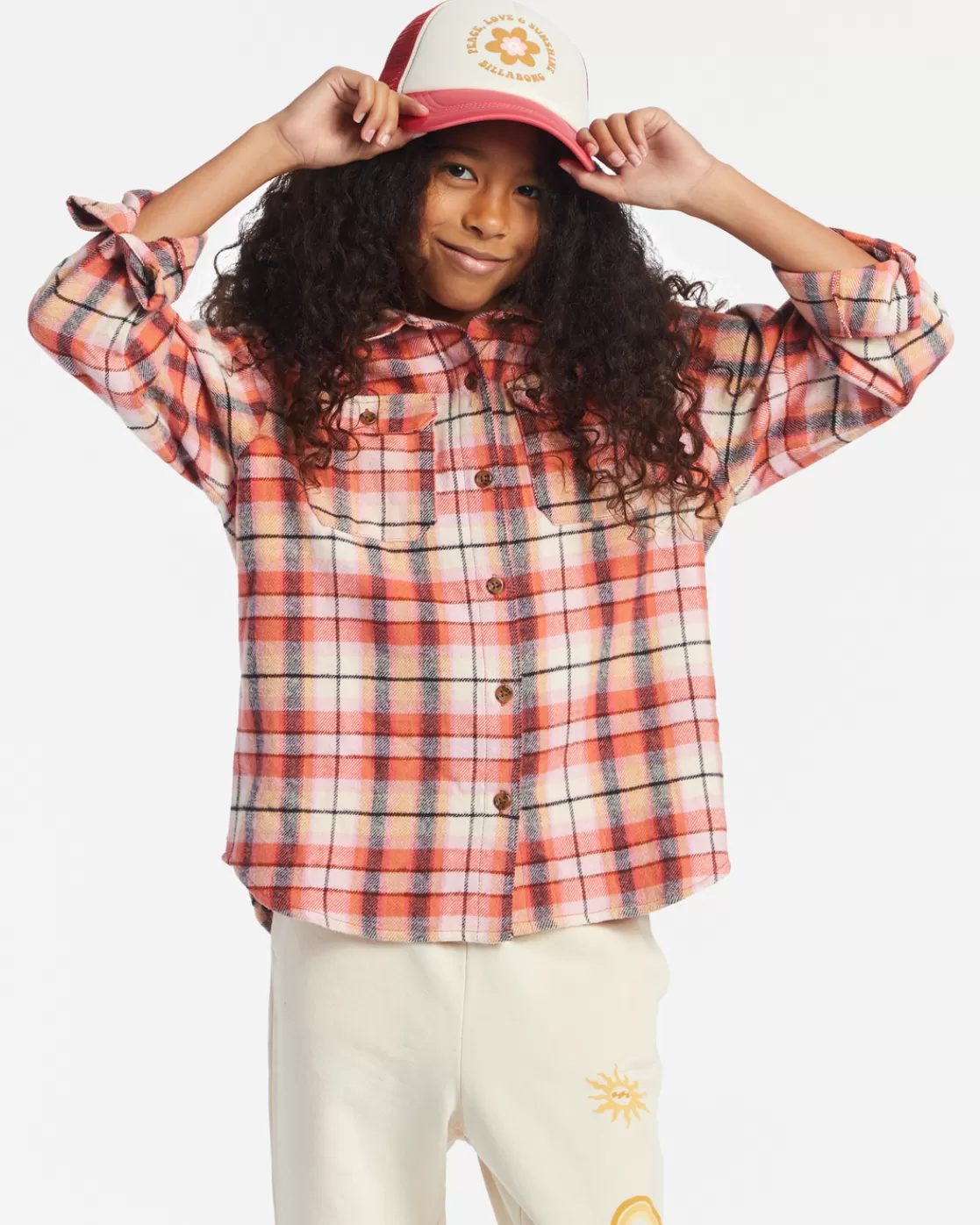 Discount Billabong Girl's So Stoked Jr Woven Shirt HIBISCUS