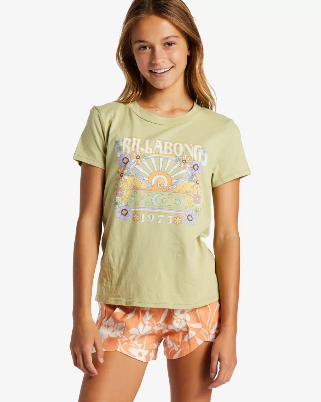 Best Sale Billabong Girl's Stay Sunshine T-Shirt WILLOW