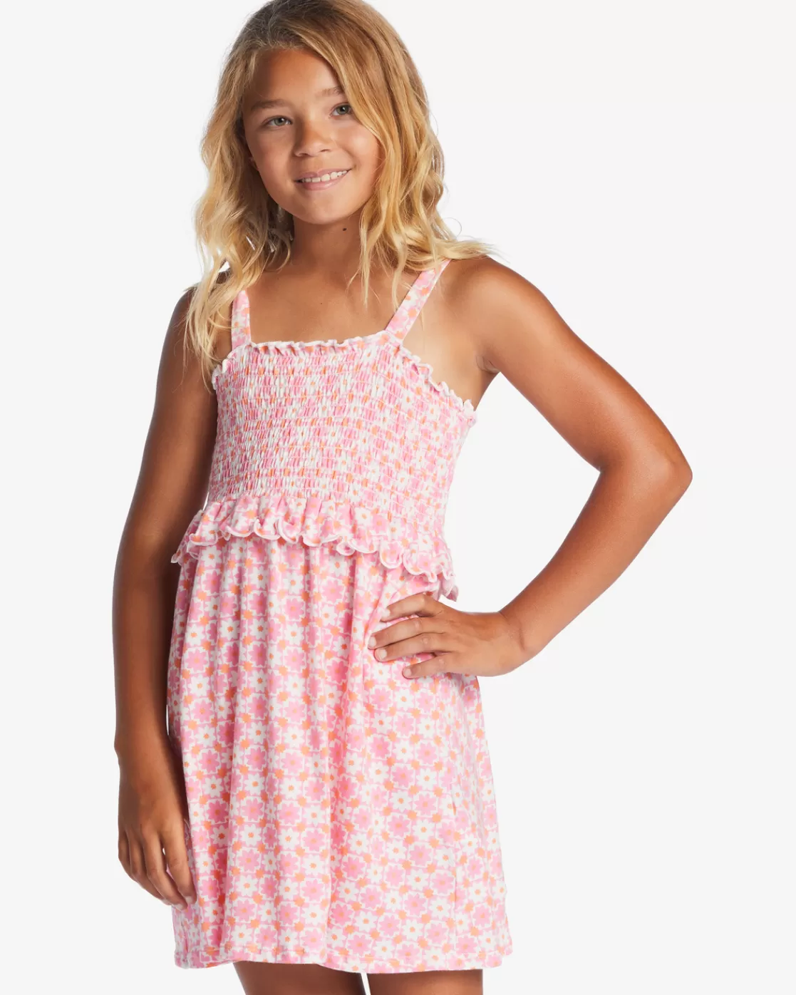 New Billabong Girl's Summer Play Babydoll Dress PINK TRAILS