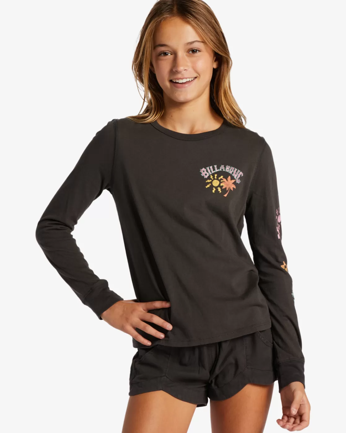 Shop Billabong Girl's Sun Club T-Shirt OFF BLACK