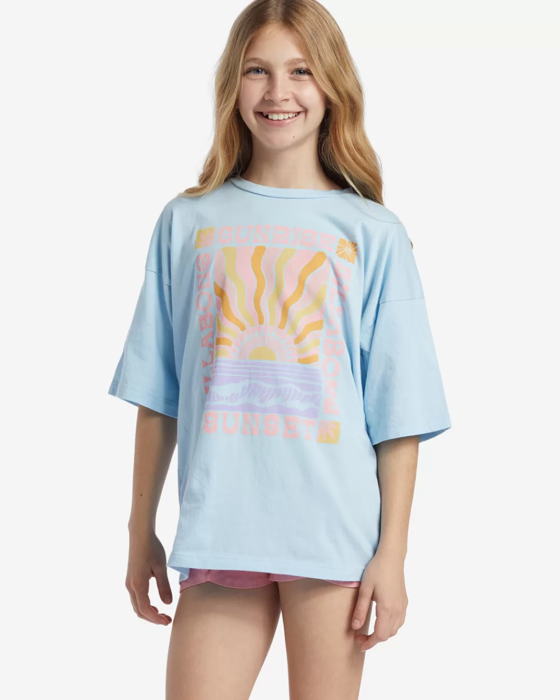 Best Billabong Girl's Sunrise To Sunset T-Shirt BLISS BLUE