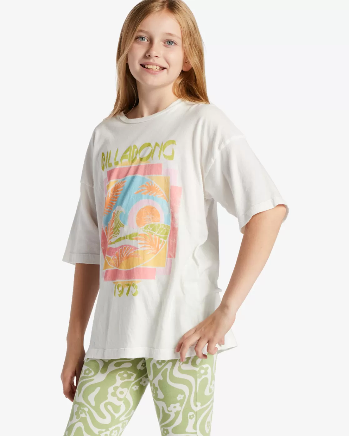 Shop Billabong Girl's Under The Palms T-Shirt SALT CRYSTAL