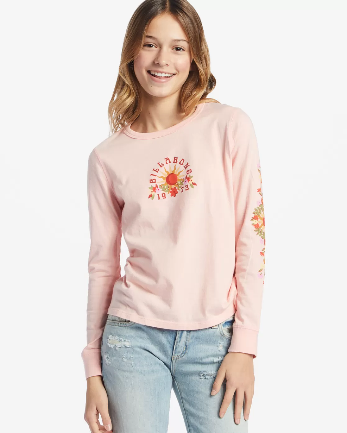 New Billabong Girl's Wild Flowers Bloom T-Shirt SOFT BLUSH