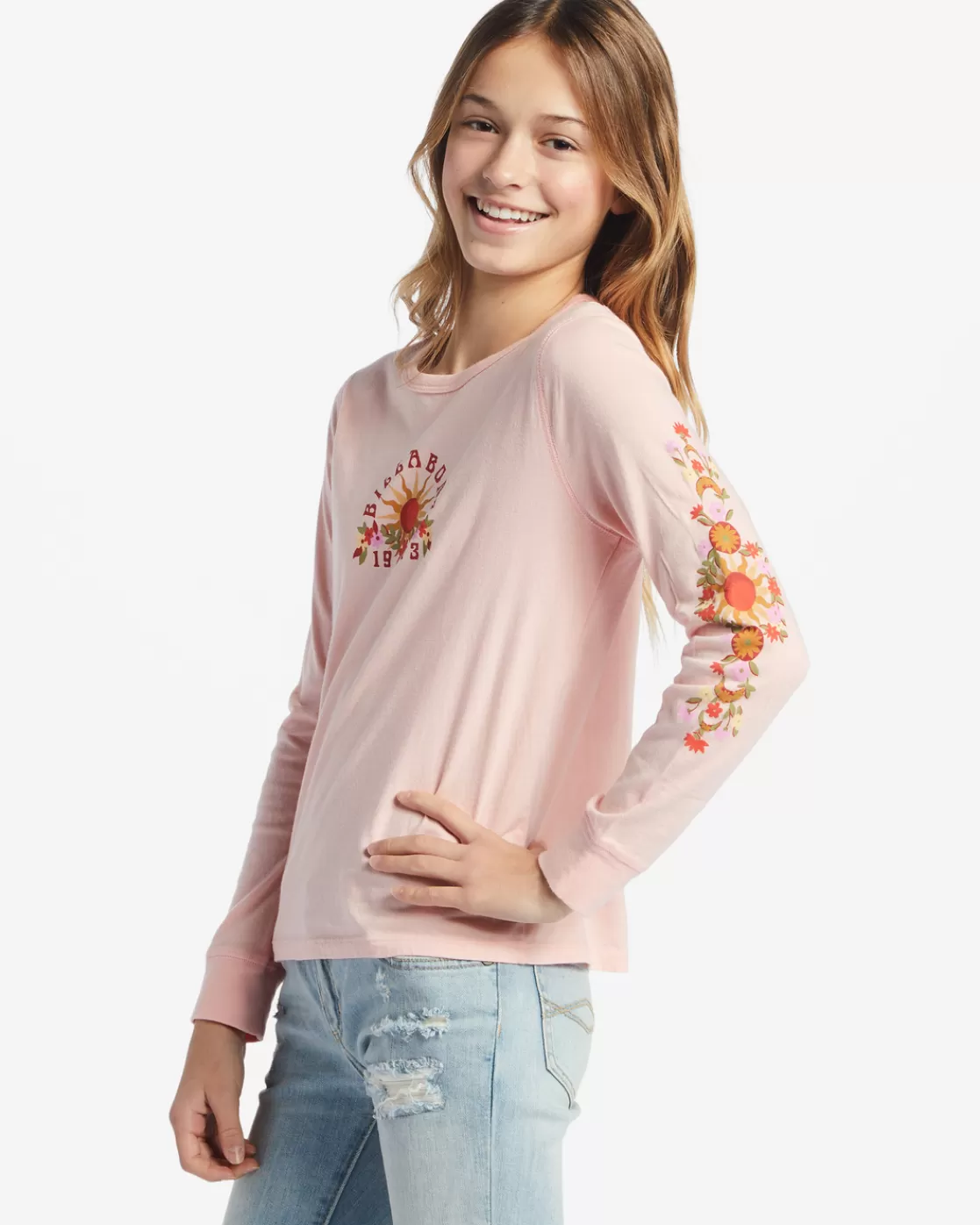 New Billabong Girl's Wild Flowers Bloom T-Shirt SOFT BLUSH