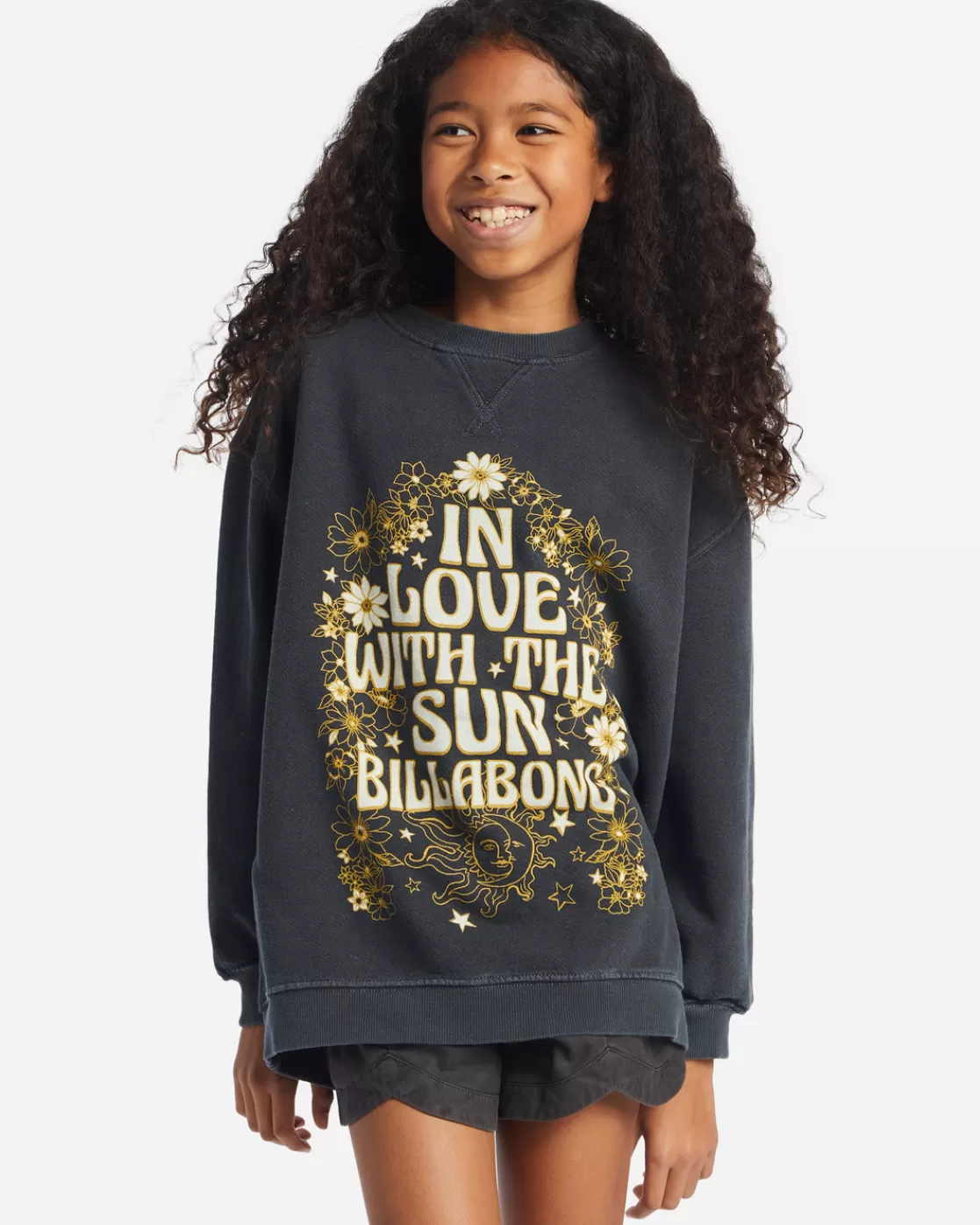 Clearance Billabong Girls' Making Waves Crewneck Sweatshirt BLACK SANDS