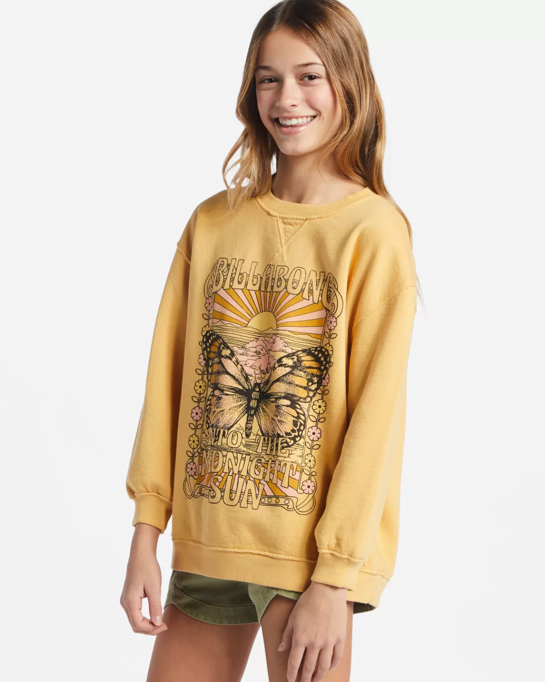 Best Billabong Girls' Making Waves Crewneck Sweatshirt GOLD COAST