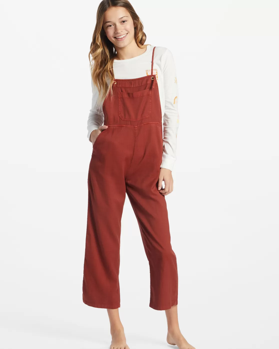 Online Billabong Girls' Wild Lengths Jr Overalls DEEP SIENNA