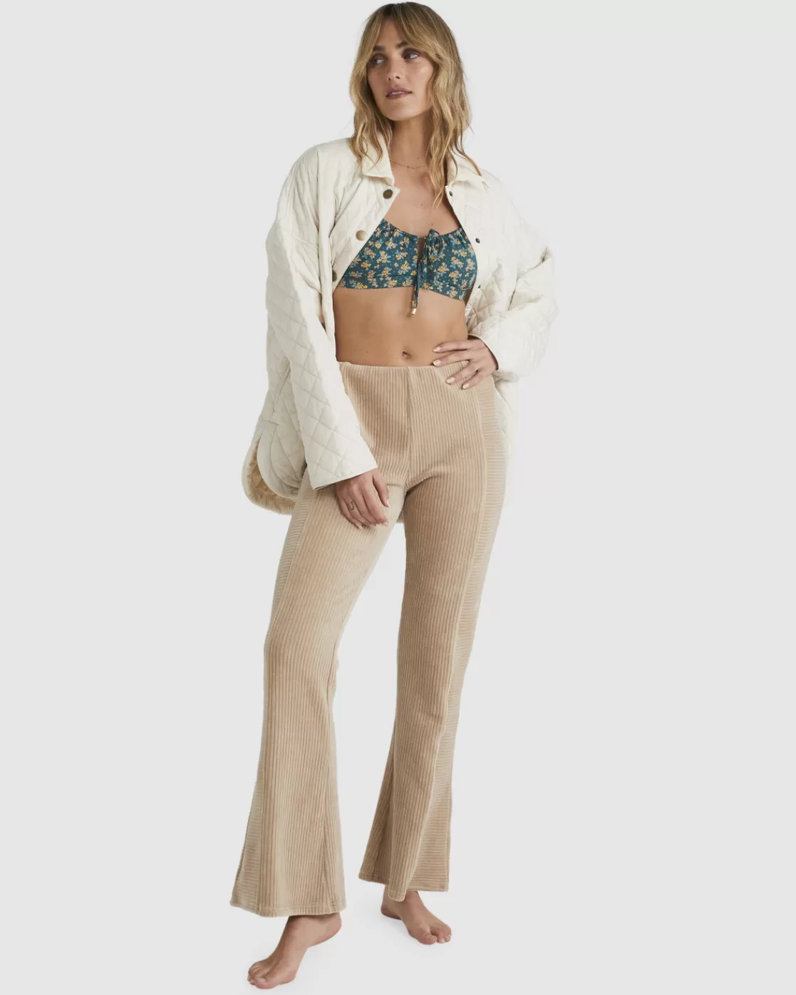 New Billabong Good Day Flared Pants FEATHER GREY