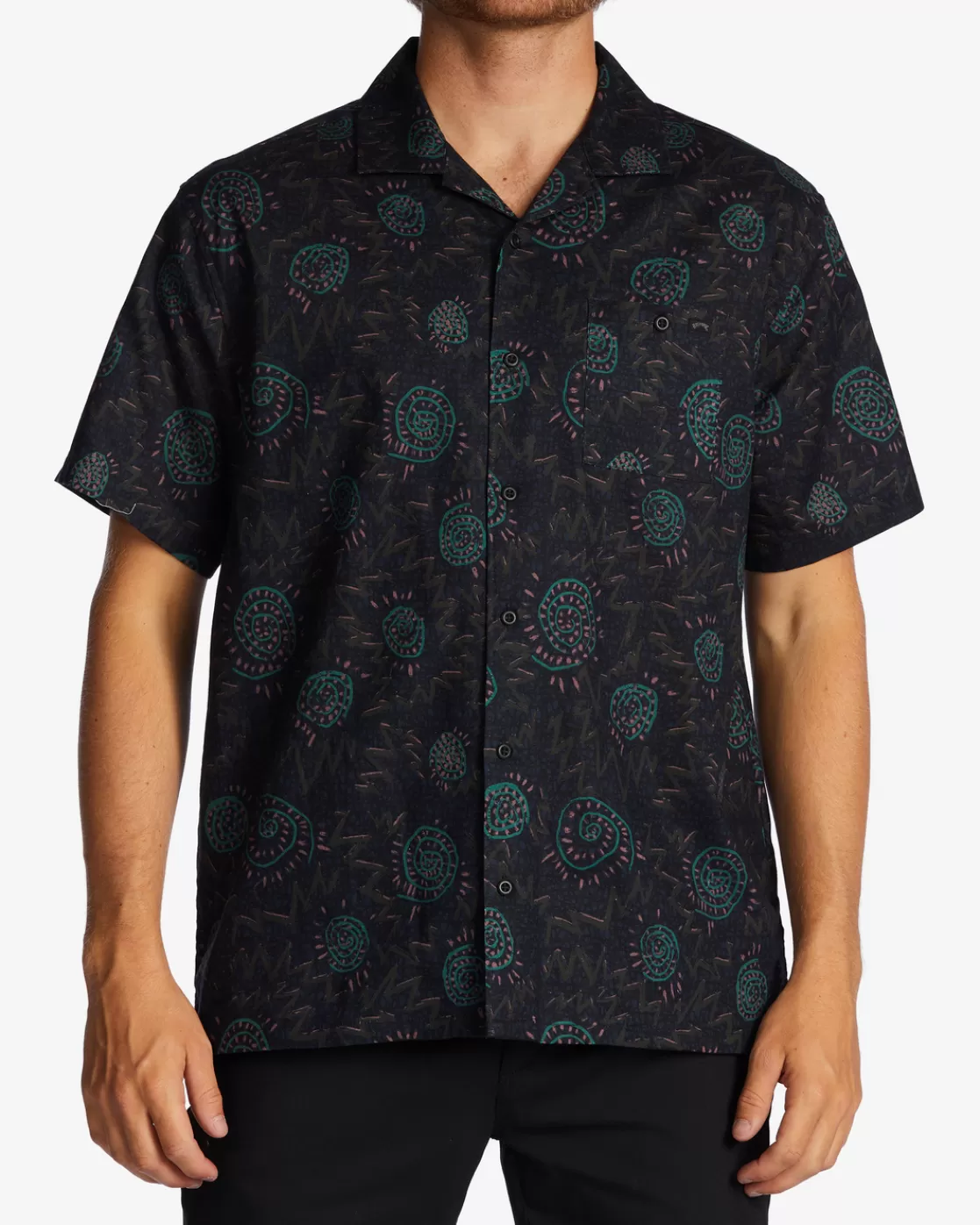 Shop Billabong Hemp Vacay Short Sleeve Shirt RAVEN