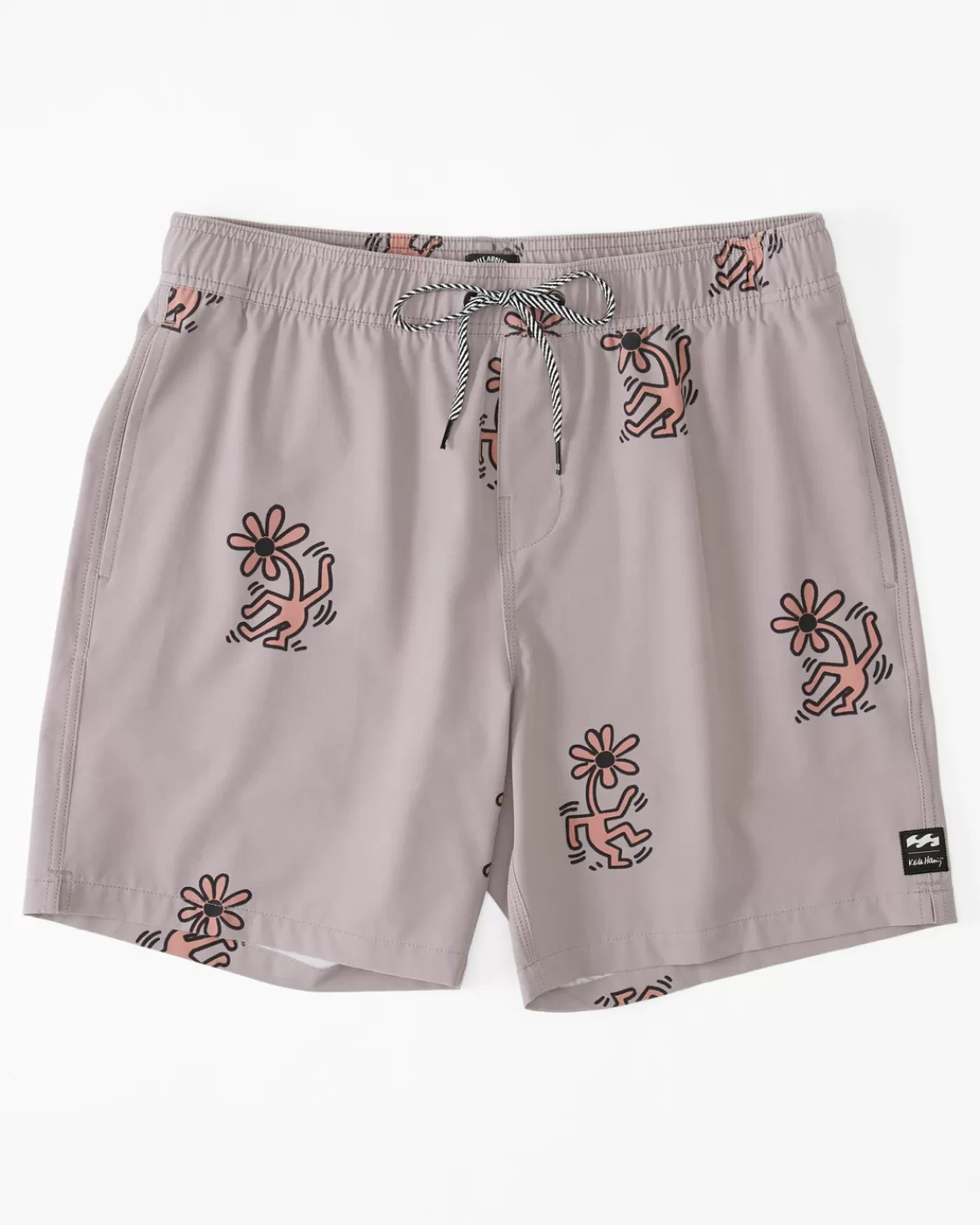 Cheap Billabong Keith Haring Flower Dance Layback 17" Boardshorts GREY VIOLET