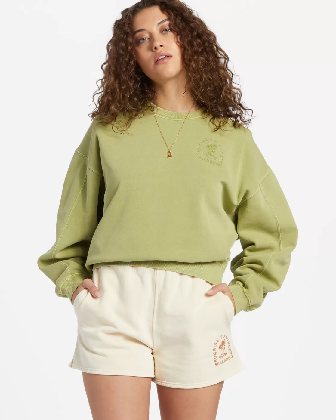 Cheap Billabong Kendal Crew Neck Sweatshirt AVOCADO