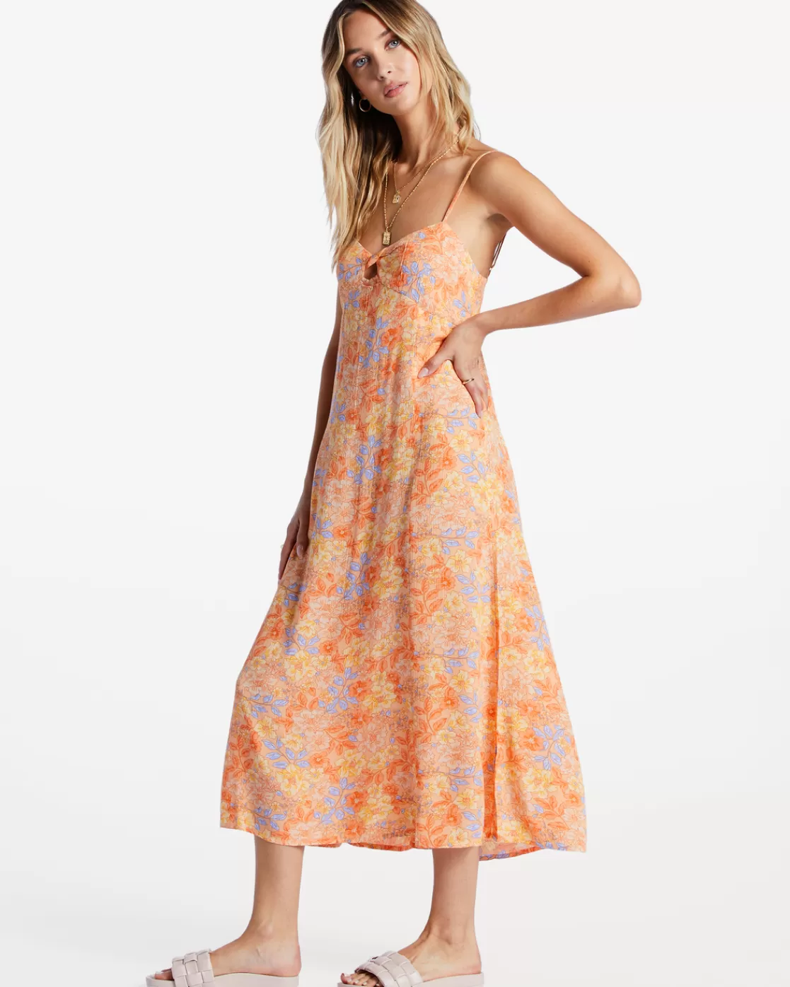 Shop Billabong Last Sunset Midi Dress LIGHT MELON