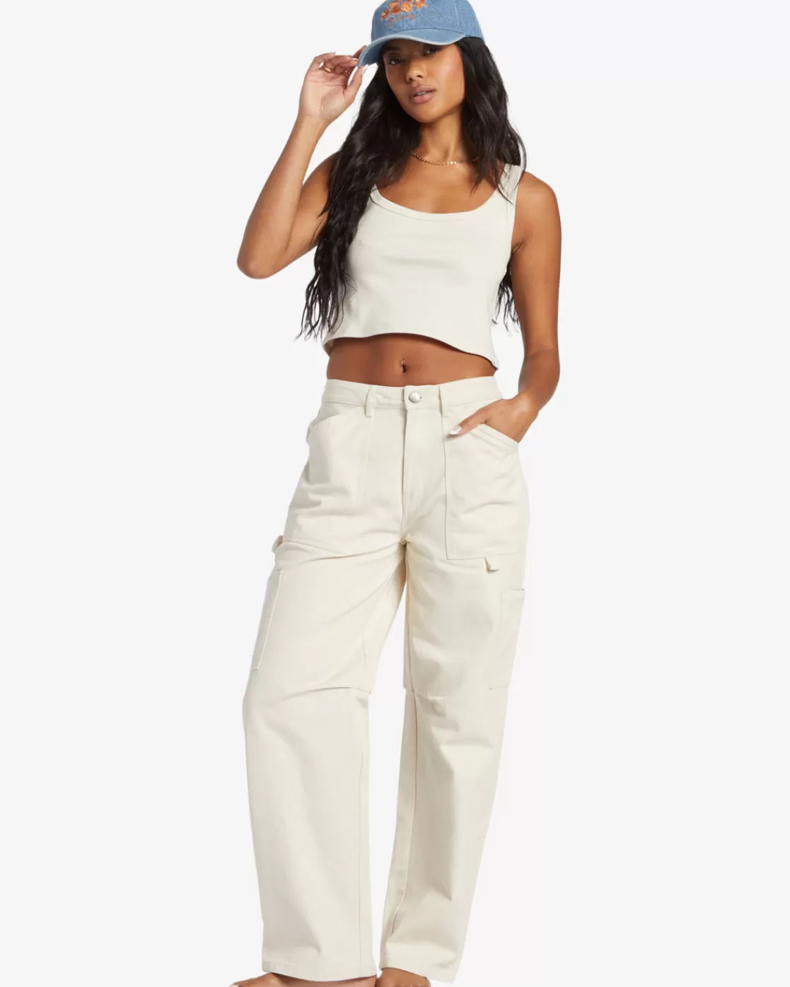 New Billabong Leia Cargo Pants WHITE CAP