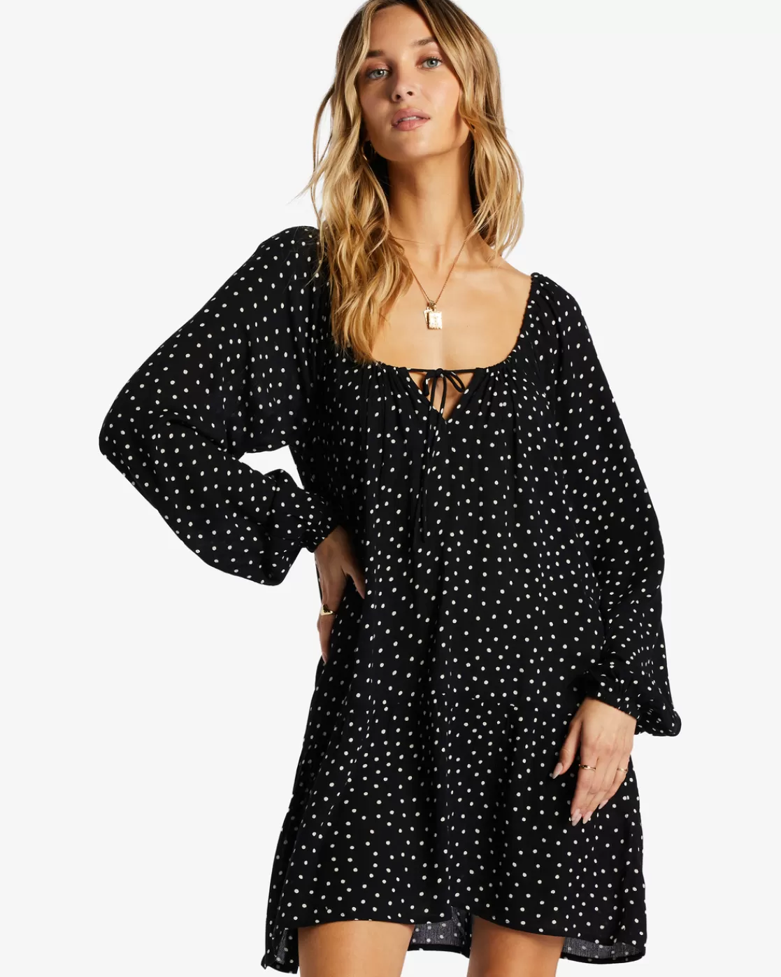 Clearance Billabong Lucky You Babydoll Dress BLACK SANDS