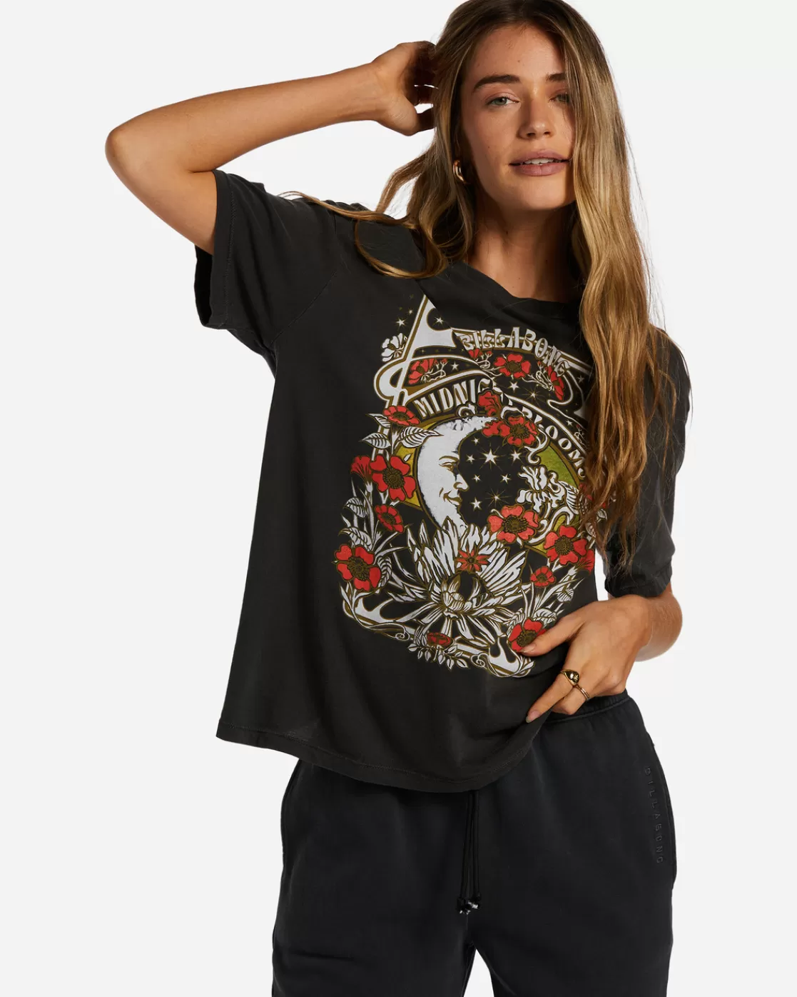 Cheap Billabong Midnight Blooms T-Shirt OFF BLACK