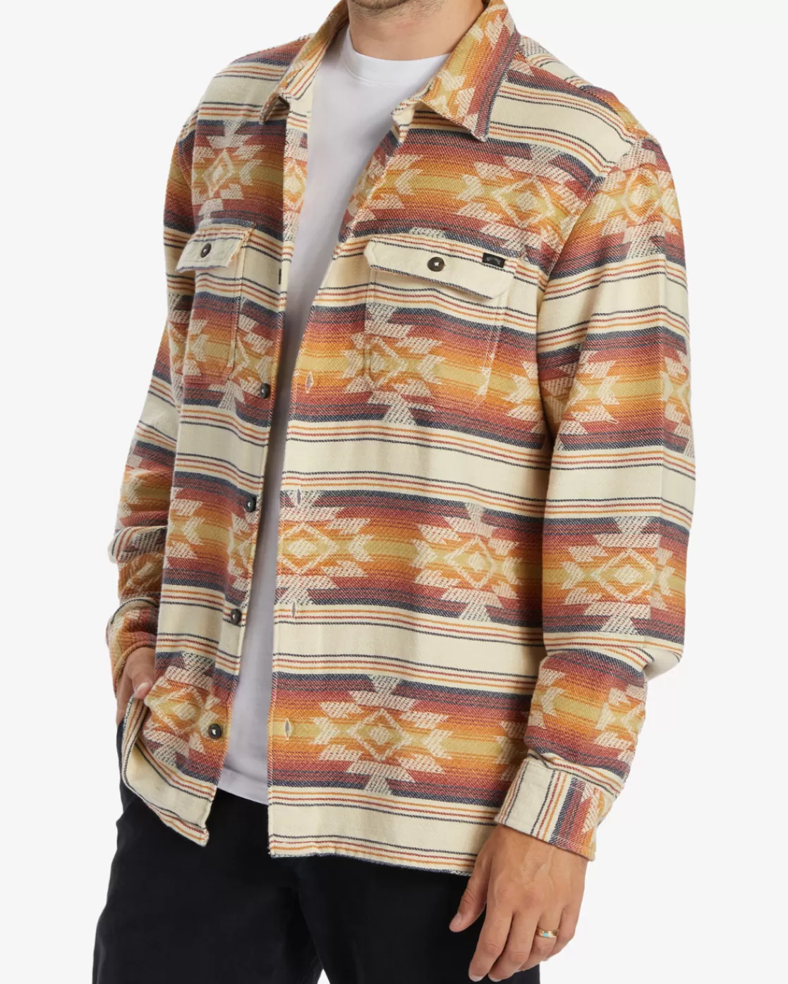 New Billabong Offshore Jacquard Flannel Long Sleeve Shirt GOLD