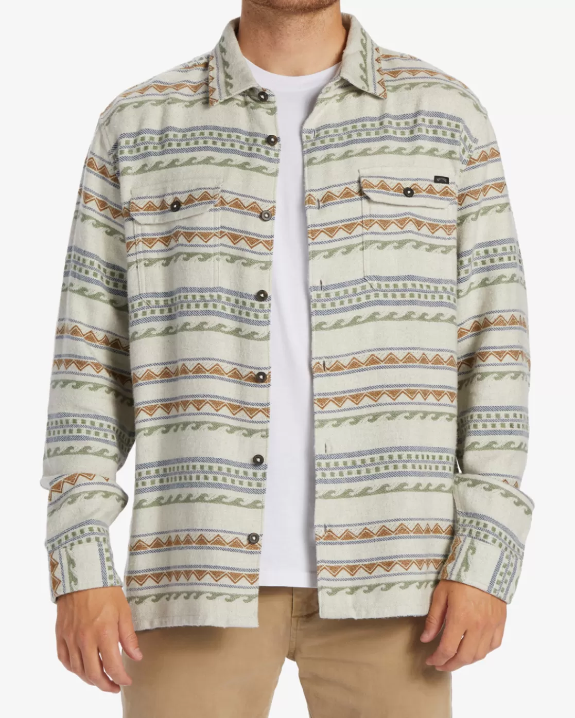 Clearance Billabong Offshore Jacquard Flannel Long Sleeve Shirt CHINO