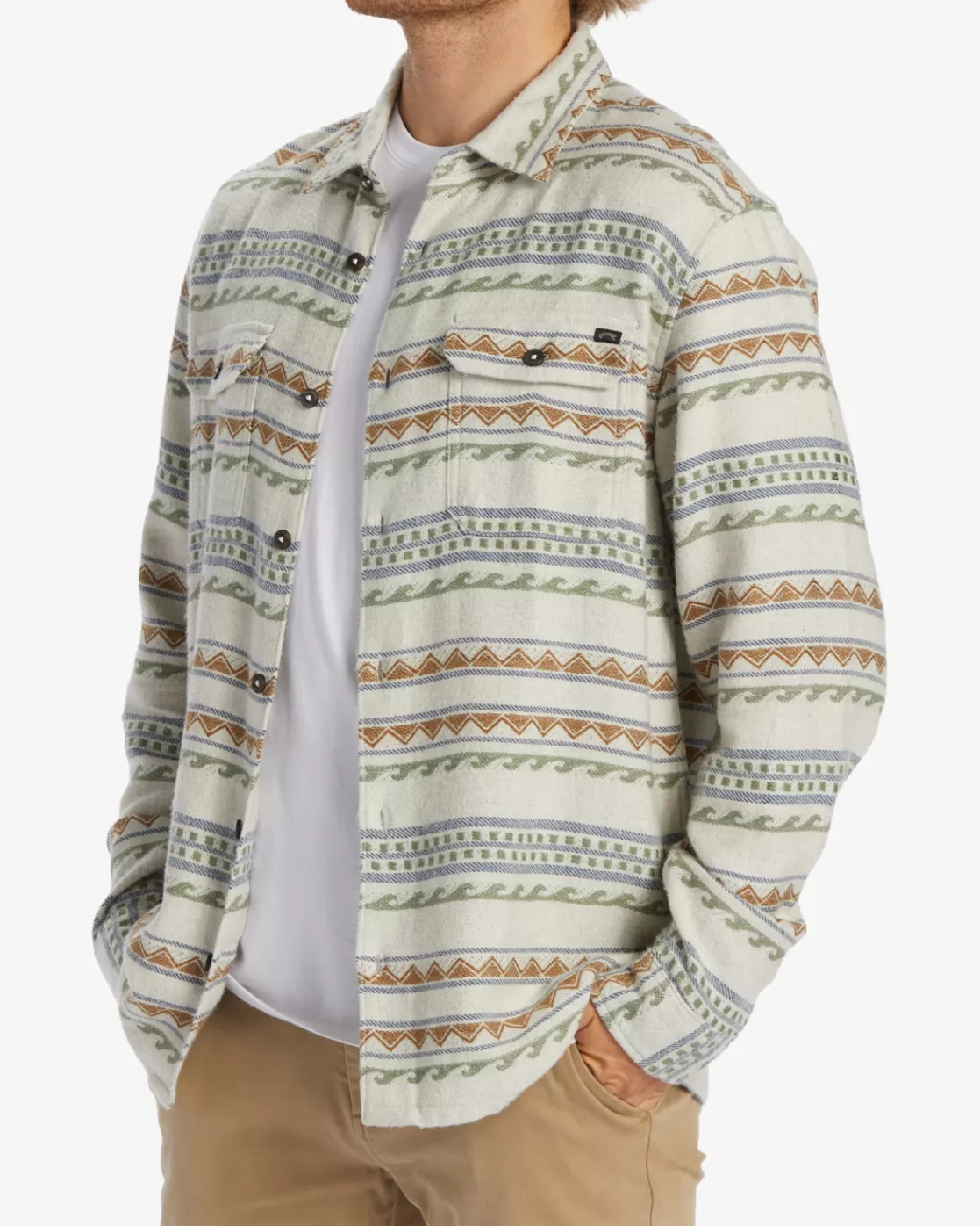 Clearance Billabong Offshore Jacquard Flannel Long Sleeve Shirt CHINO